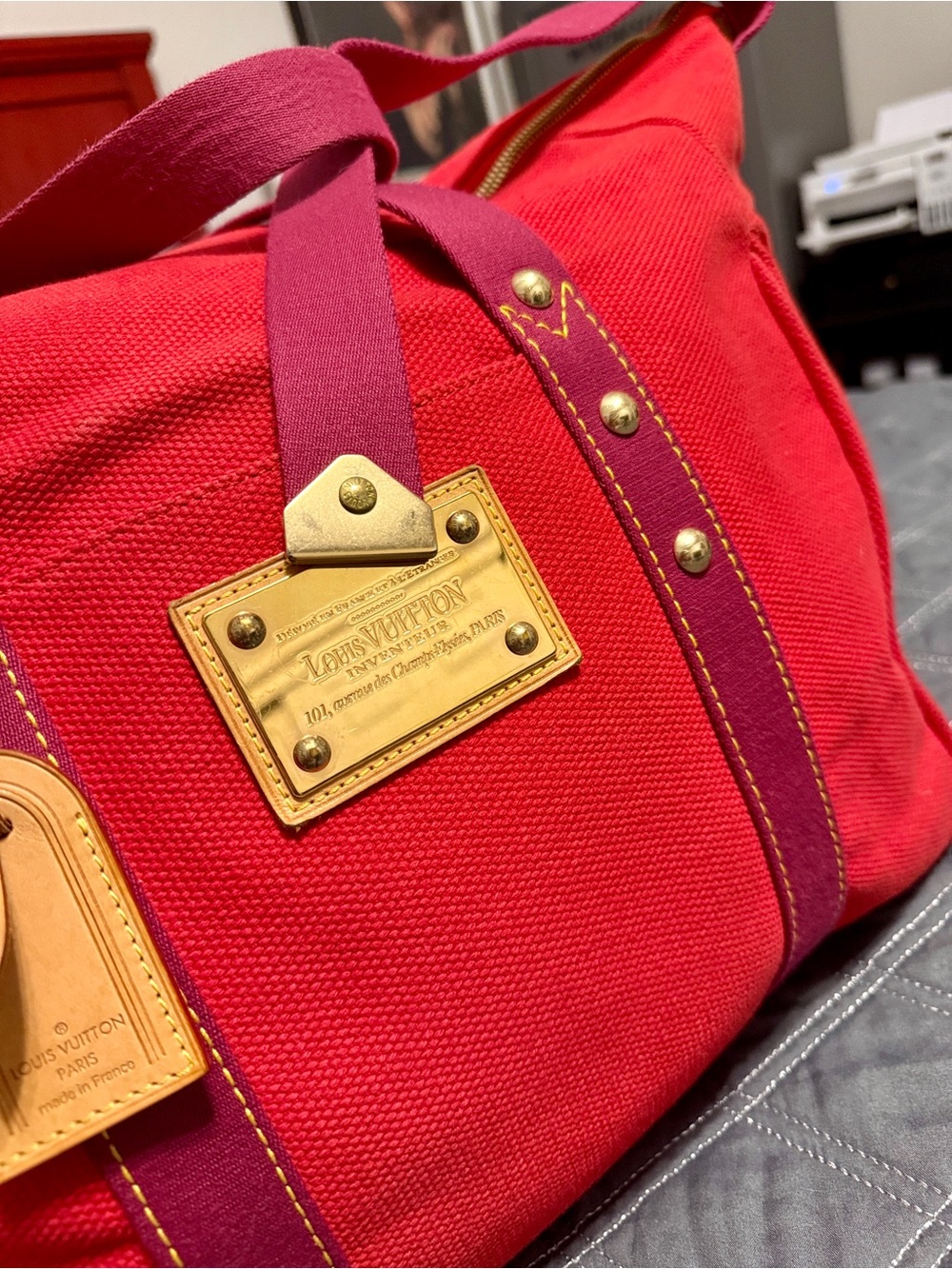 Louis Vuitton Red Cabas Antigua MM - Limited - Vintage Luxury - Perfect Tote - Picture 2 of 16
